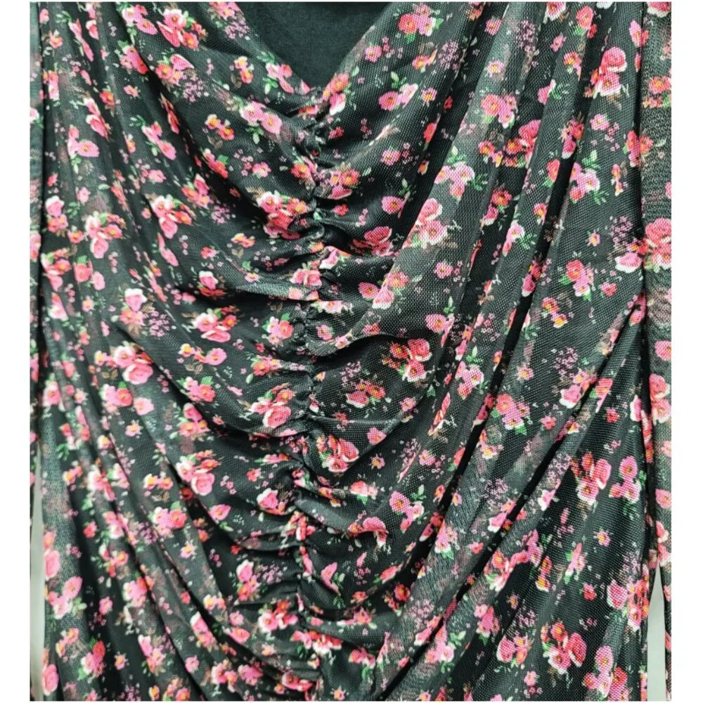 NWT In The Style x Liberty Black Floral Puff Sleeve Mini Dress 20